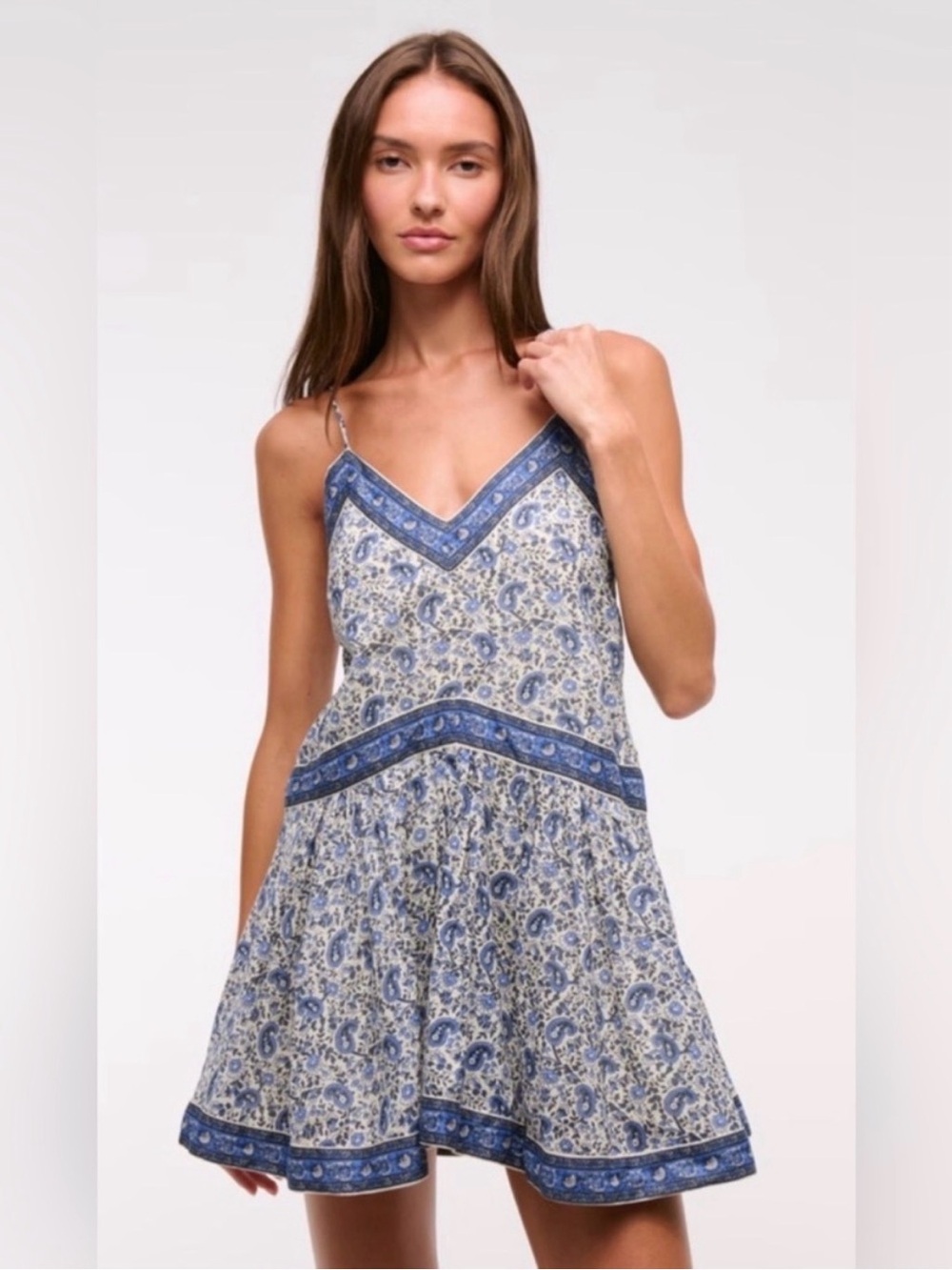 Abercrombie & Fitch NWT Blue Paisley V-Neck Romper Dress